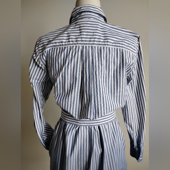 Lands' End Classic Cotton Shirt Dress Ombre Blue Stripe Preppy Size Small - Picture 11 of 17